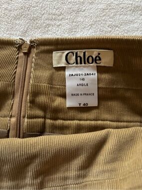 Chloé Tan Corduroy A-Line Skirt
